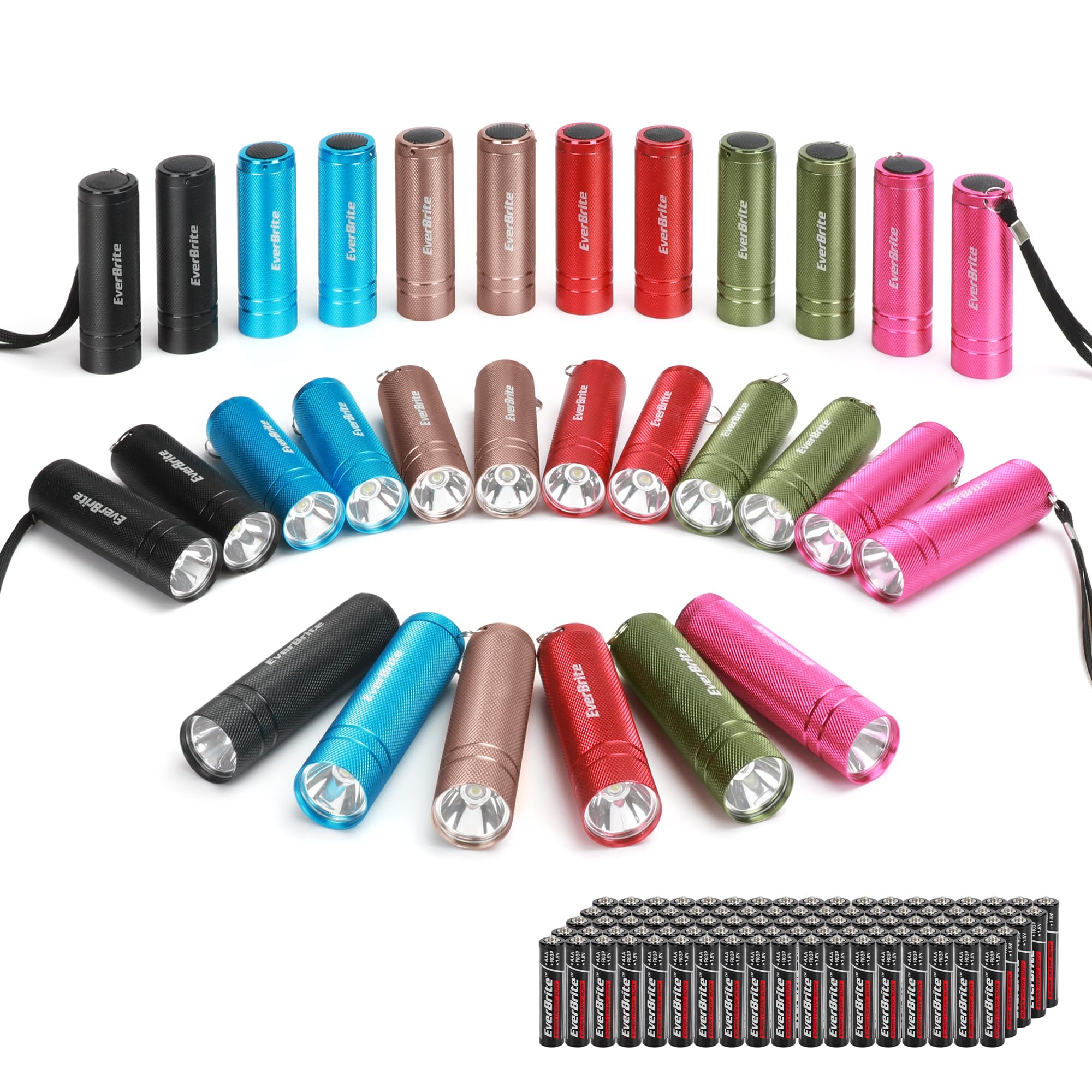 EverBrite mini flashlights in assorted colors for bulk gifts and giveaways