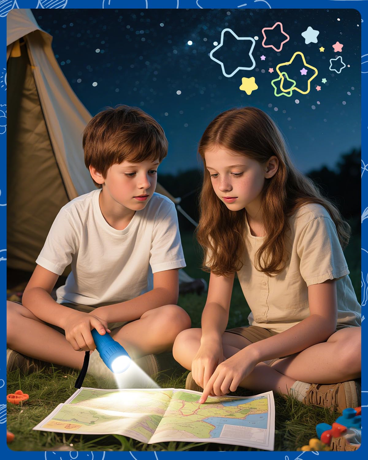 EverBrite flashlights in red, blue, green, and yellow for color variety.