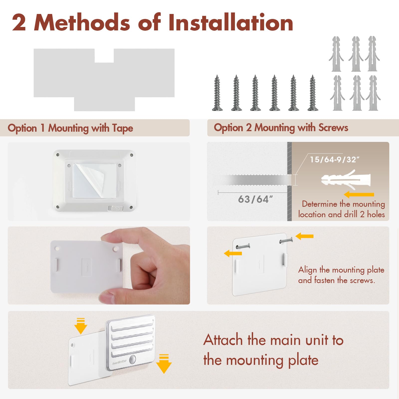 EverBrite light with easy installation, no drilling required.
