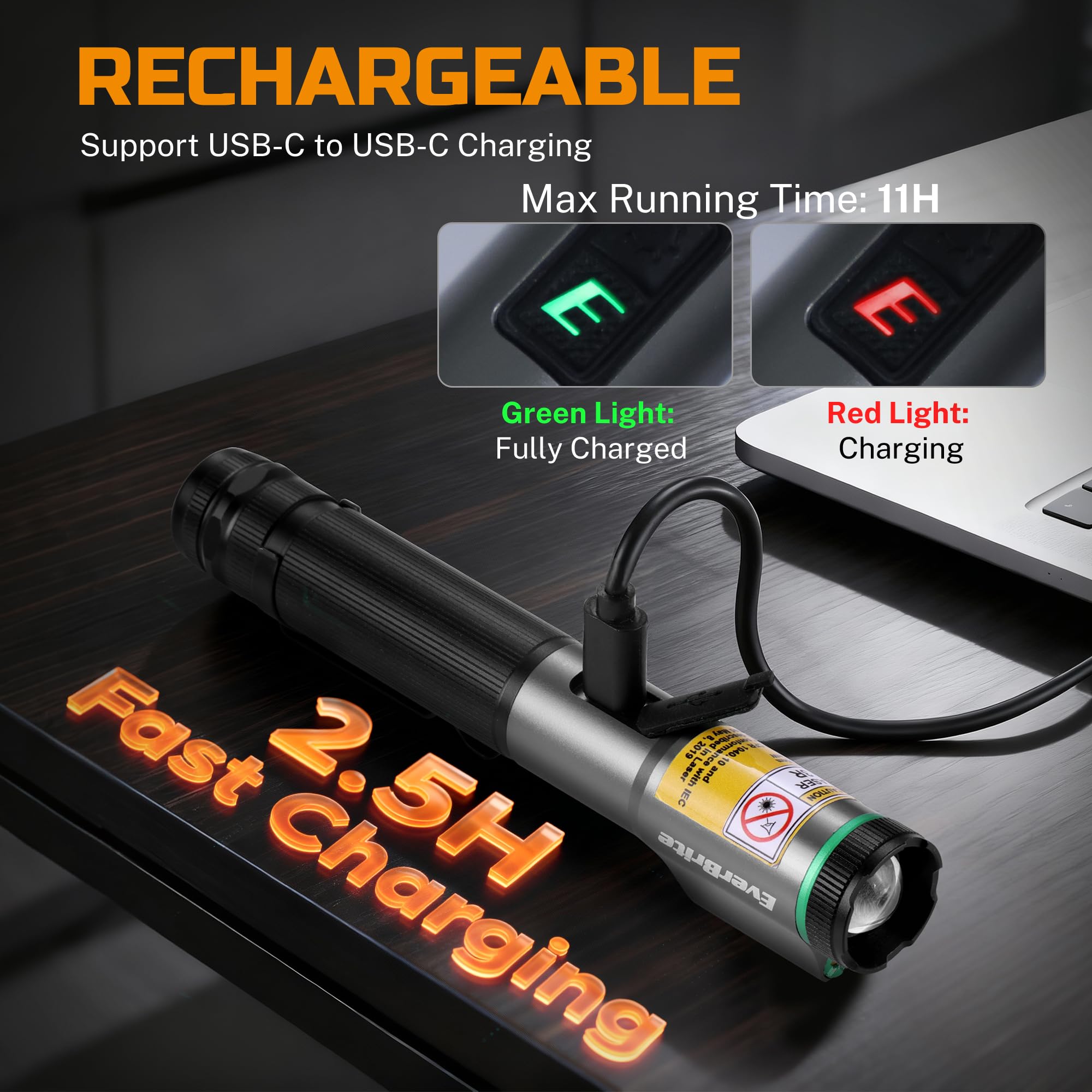 EverBrite rugged aluminum body withstands daily use.
