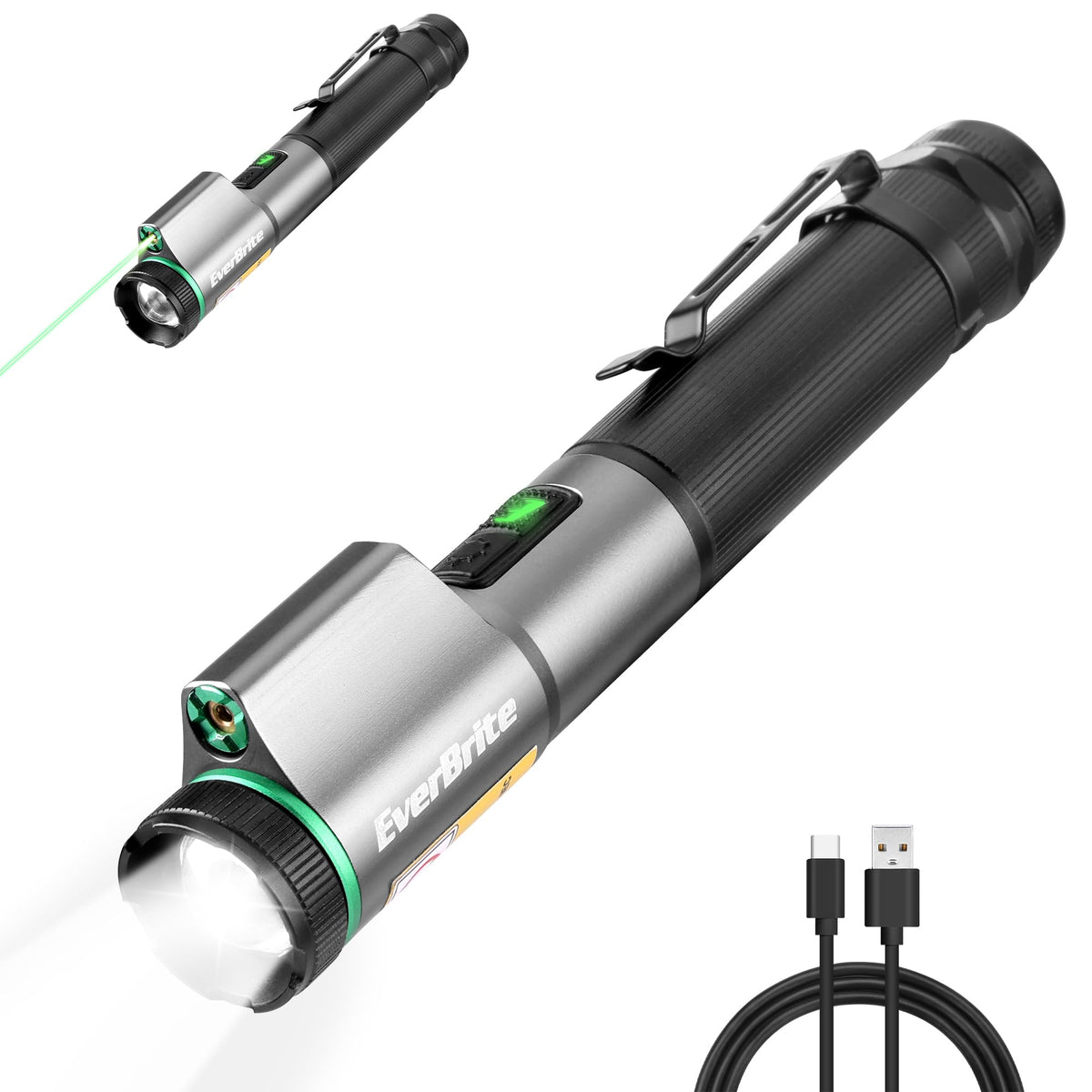 EverBrite rechargeable EDC flashlight white light for everyday tasks.