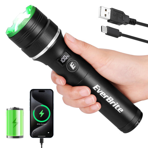 EverBrite rechargeable LED flashlight with 1000-lumen beam for night use.