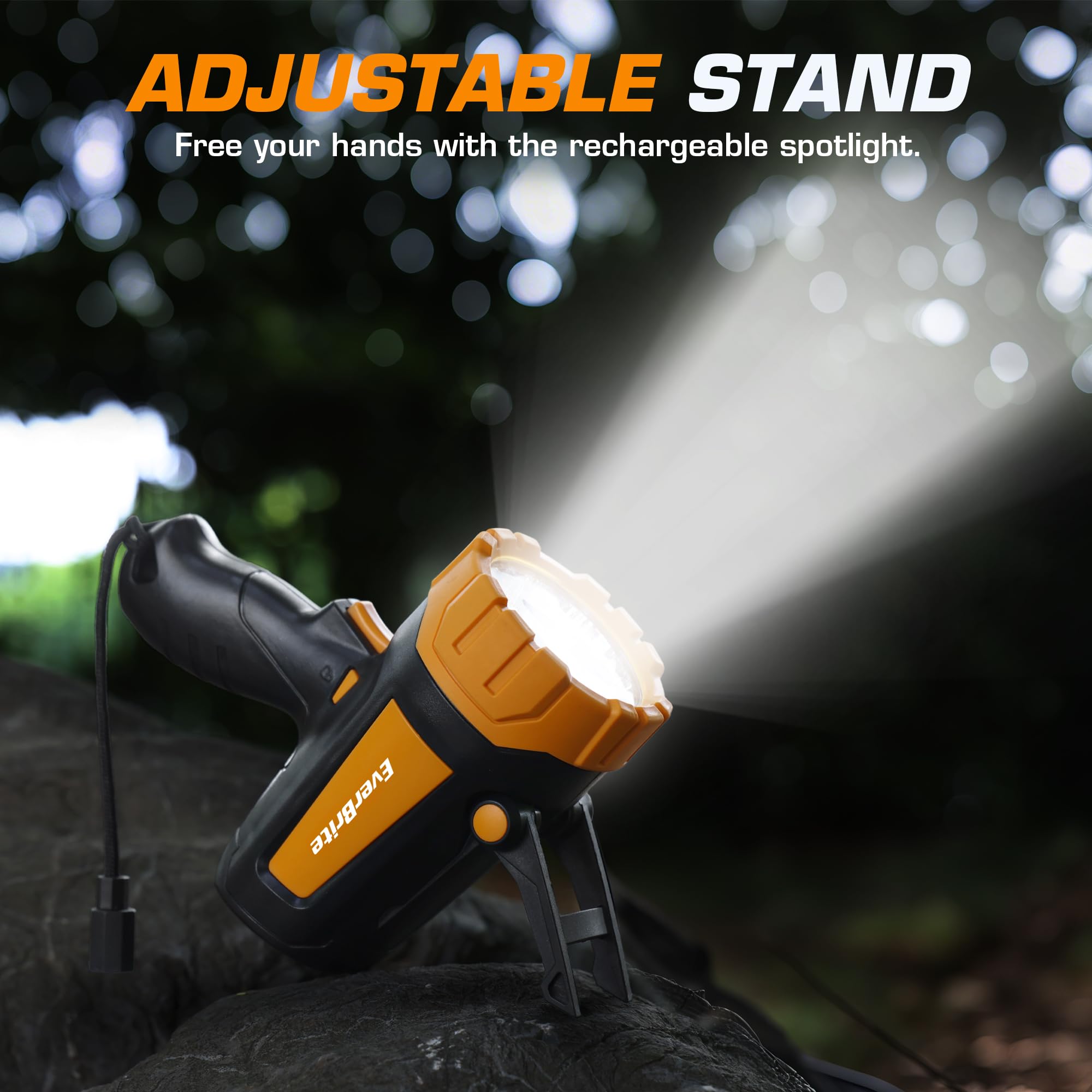 EverBrite spotlight on adjustable stand enabling hands-free tasks.