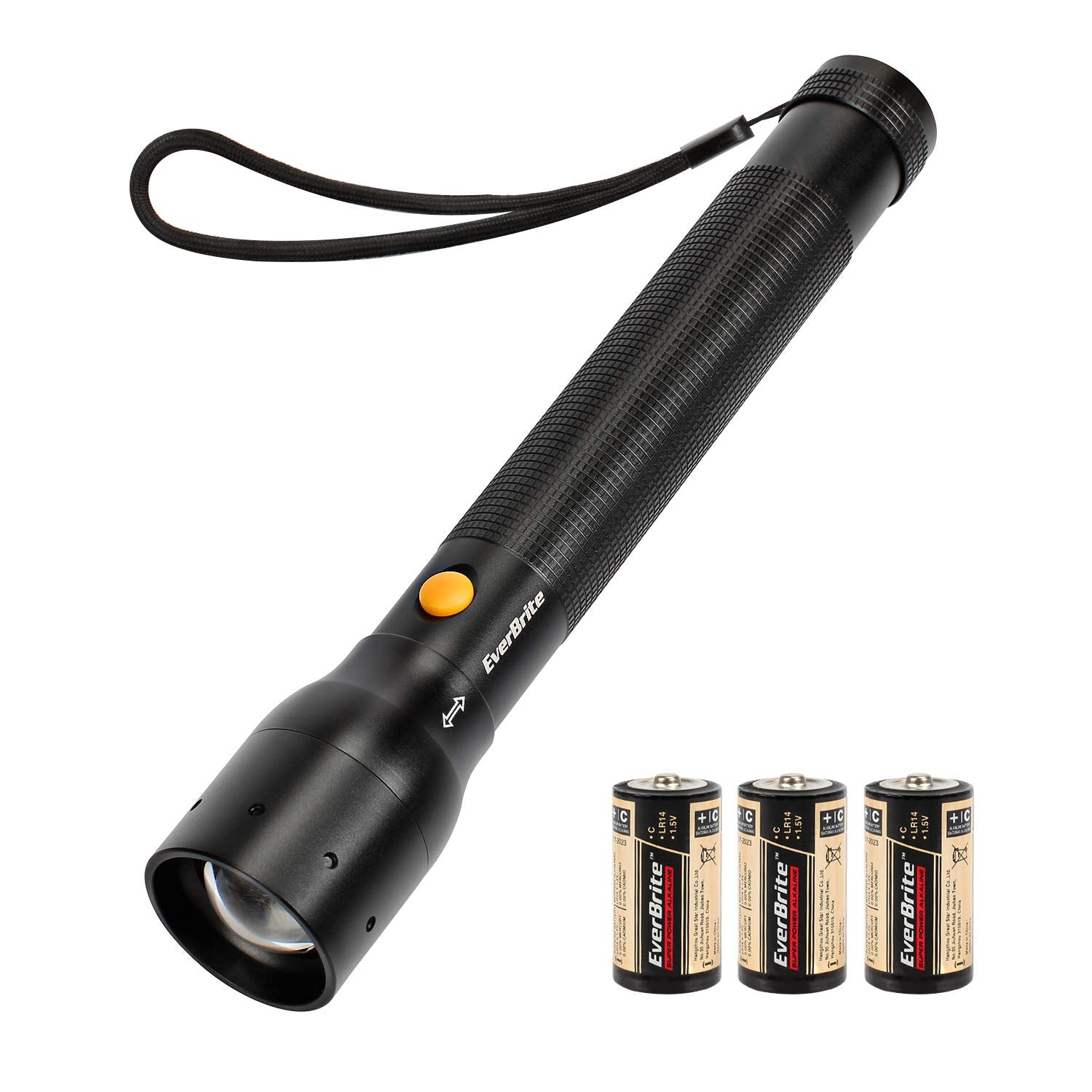 EverBrite flashlight front view showing rugged aluminum body for outdoor durability