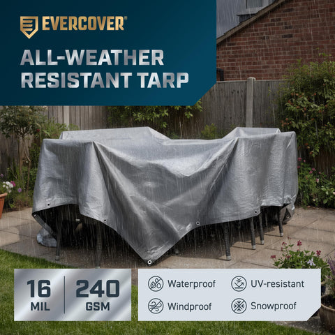 Evercover tarp rustproof grommets secure setups on windy days