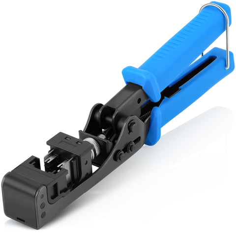 Everest easyJACK demonstrates the 90-degree angled design for precise terminations.