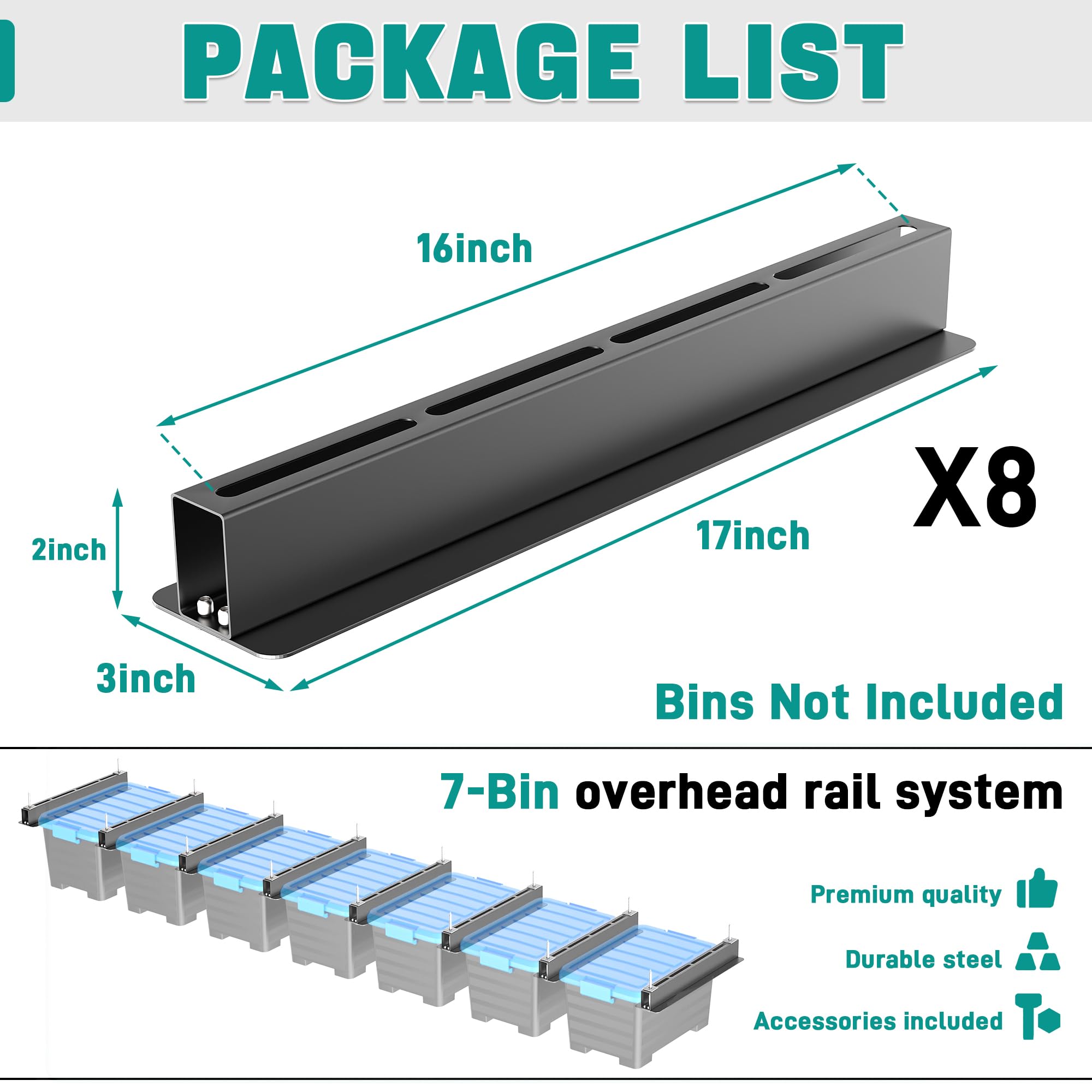 EVERHANGER 8-brackets-16-inch design enables stable overhead storage.