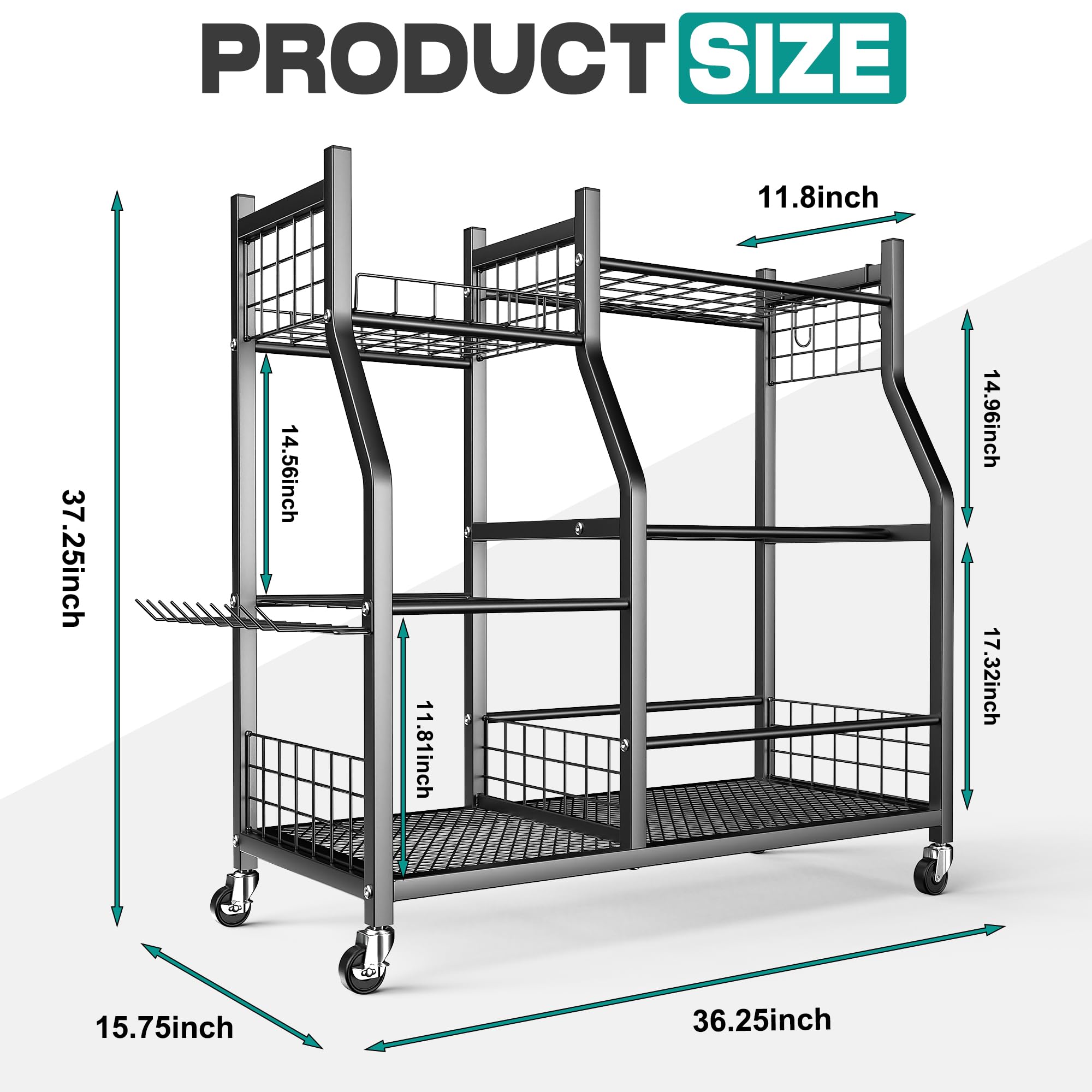EVERHANGER tool rack with locking wheels enables easy movement on uneven ground