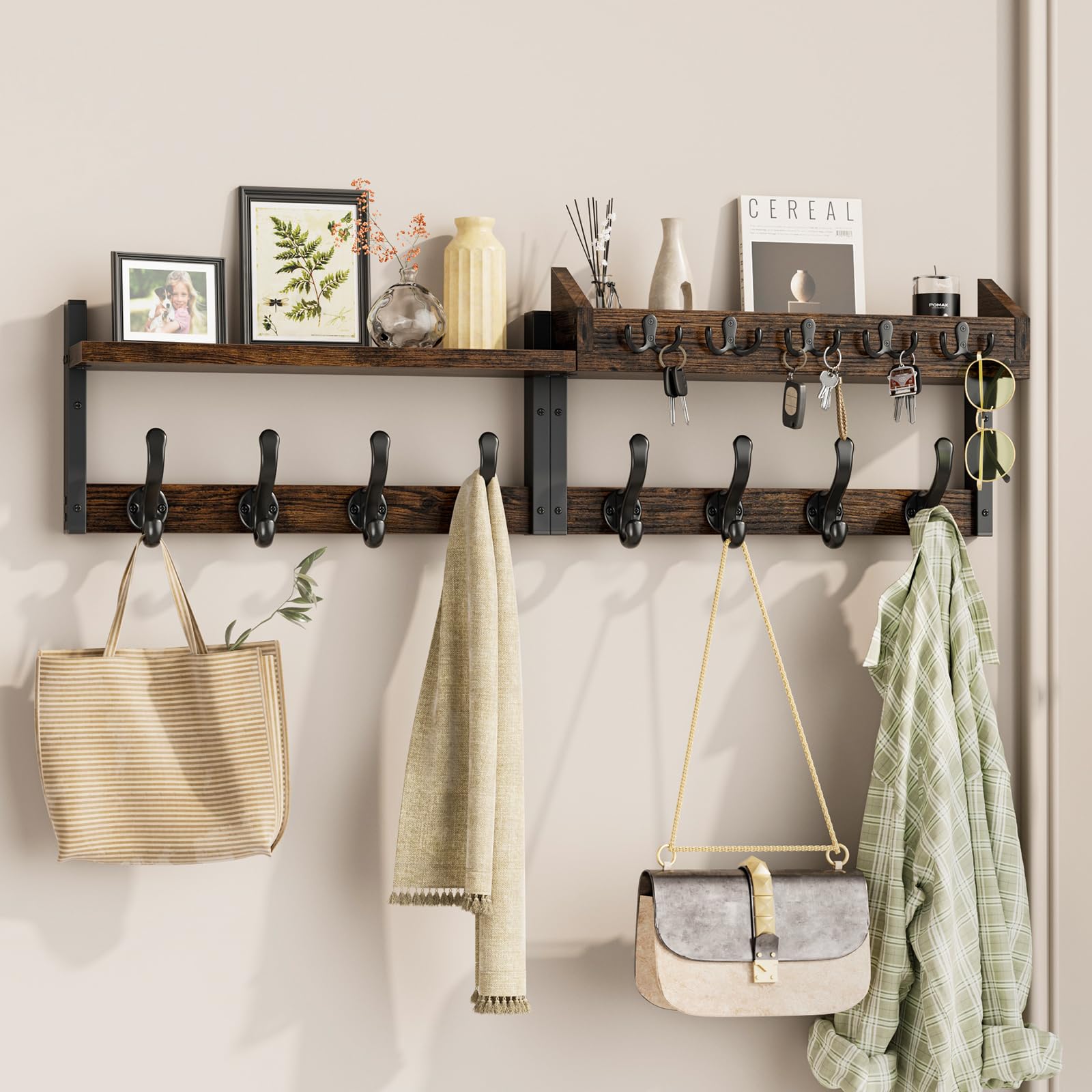 Evermagin 35-inch coat rack with shelf wall mount for clutter-free entryway storage.