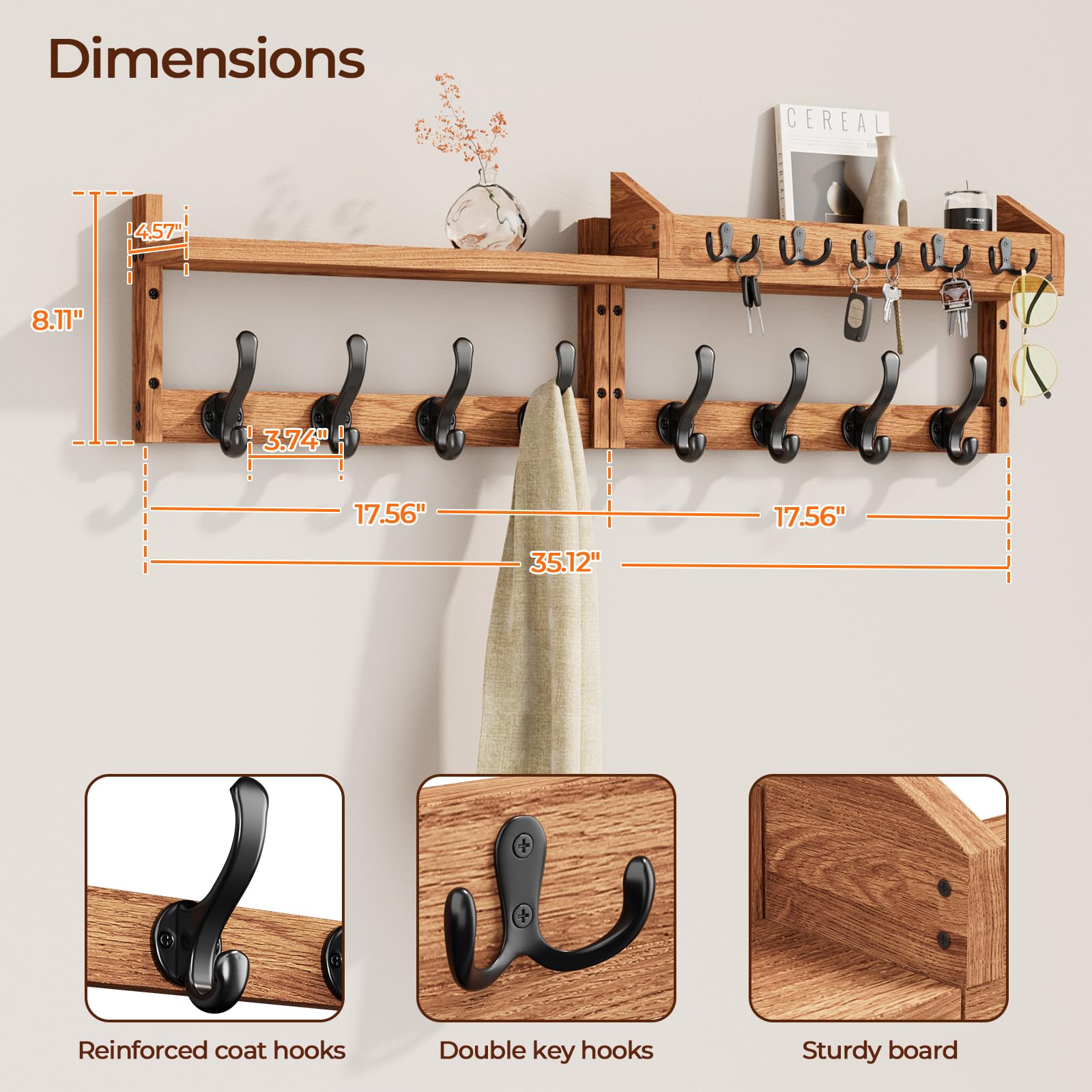 Evermagin 4-in-1 organizer with key and mail hanger keeps essentials ready