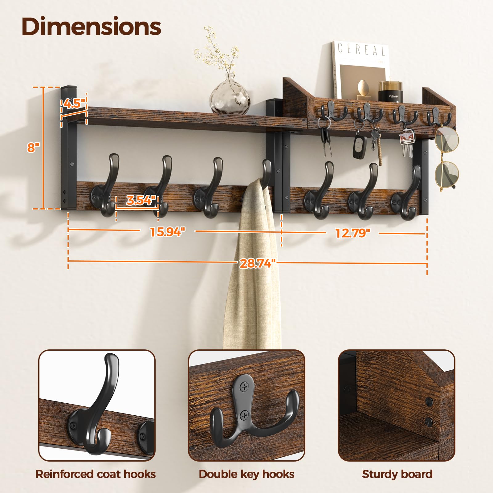 Evermagin 4-in-1 organizer keeps keys, mail, and decor neatly within reach.