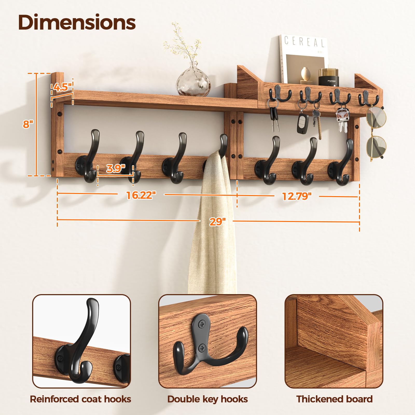 Evermagin 4-in-1 entryway organizer stores keys, mail, and accessories at a glance.