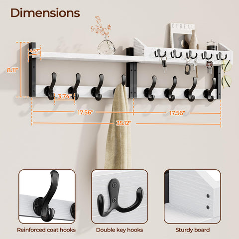 Evermagin coat rack shelf display showing top storage for decor and essentials.