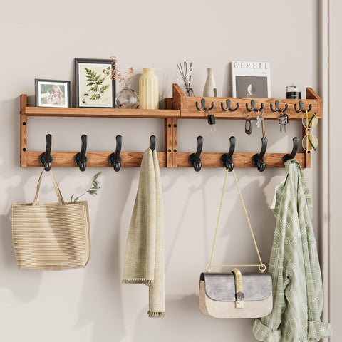 Evermagin coat rack wall mount with 35inch display shelf for organized entryways