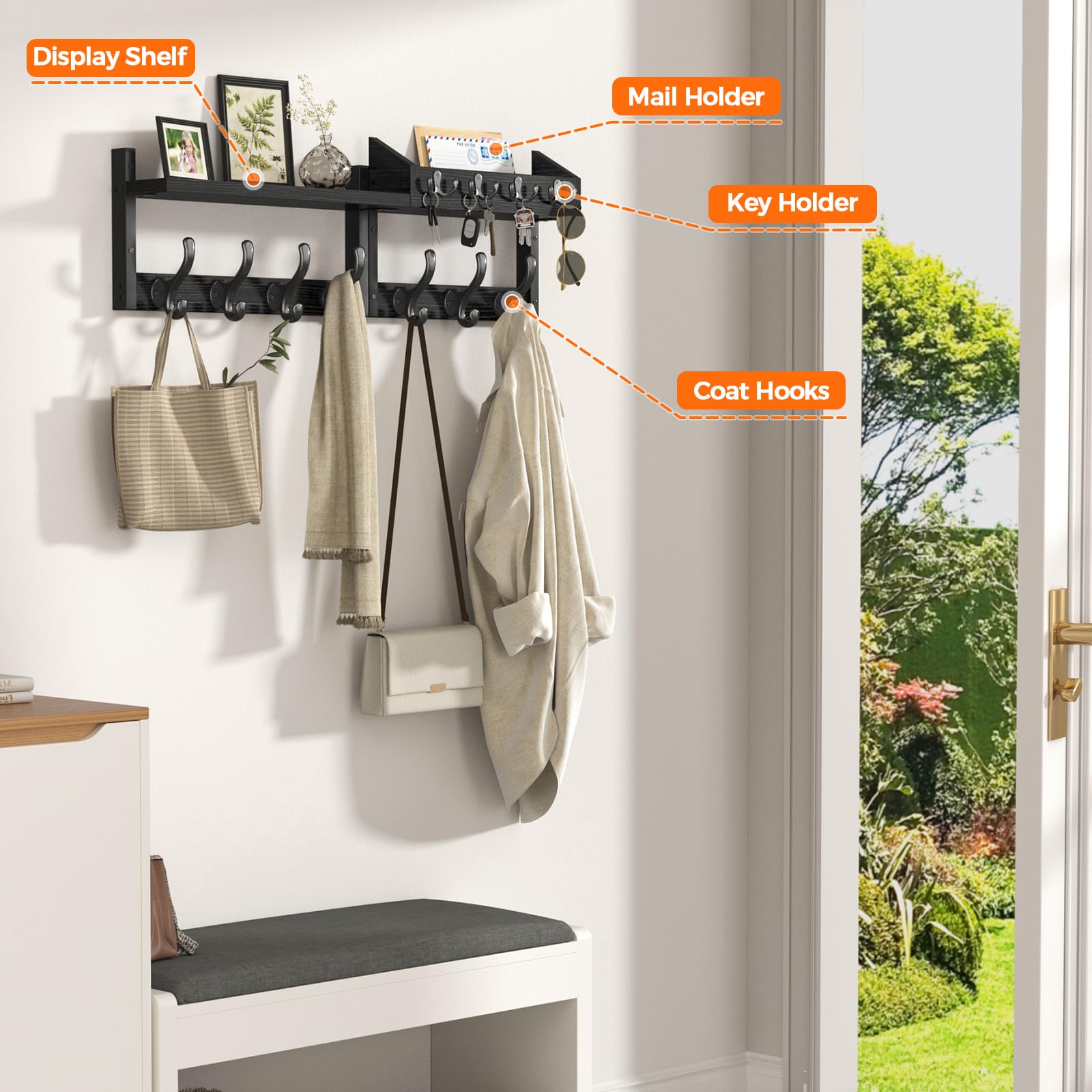 Evermagin mounting hardware back view demonstrates stable wall installation options.