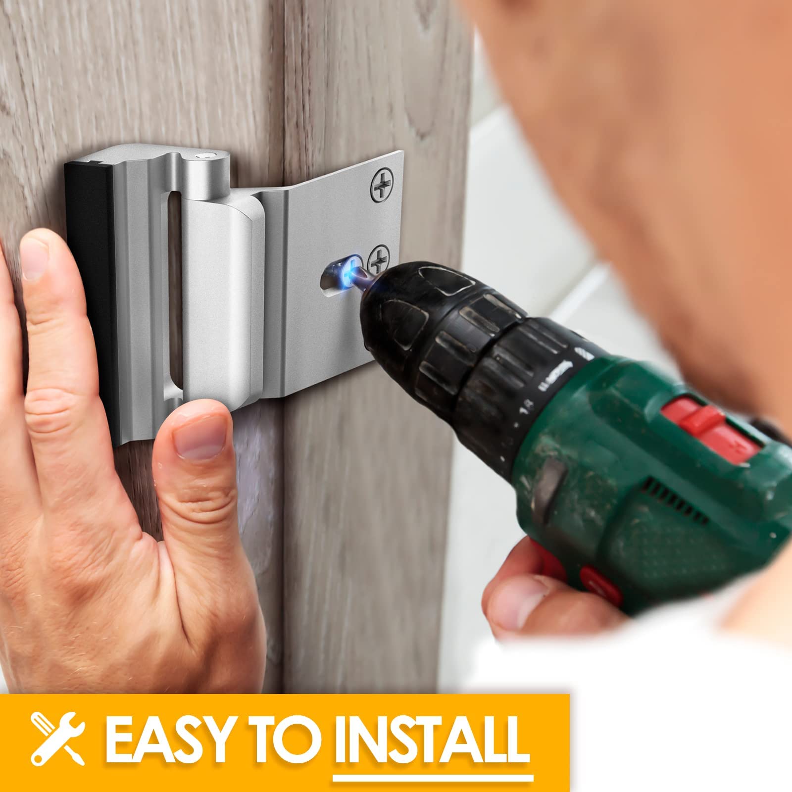 EverPlus 800lbs-force tested latch strengthens entryways against impact.
