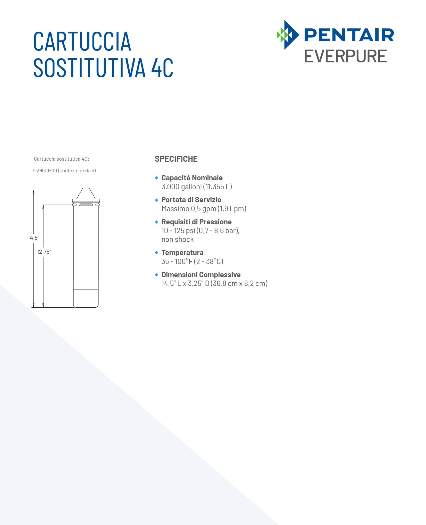 Everpure 4C cart water filter SGL in operation for consistency