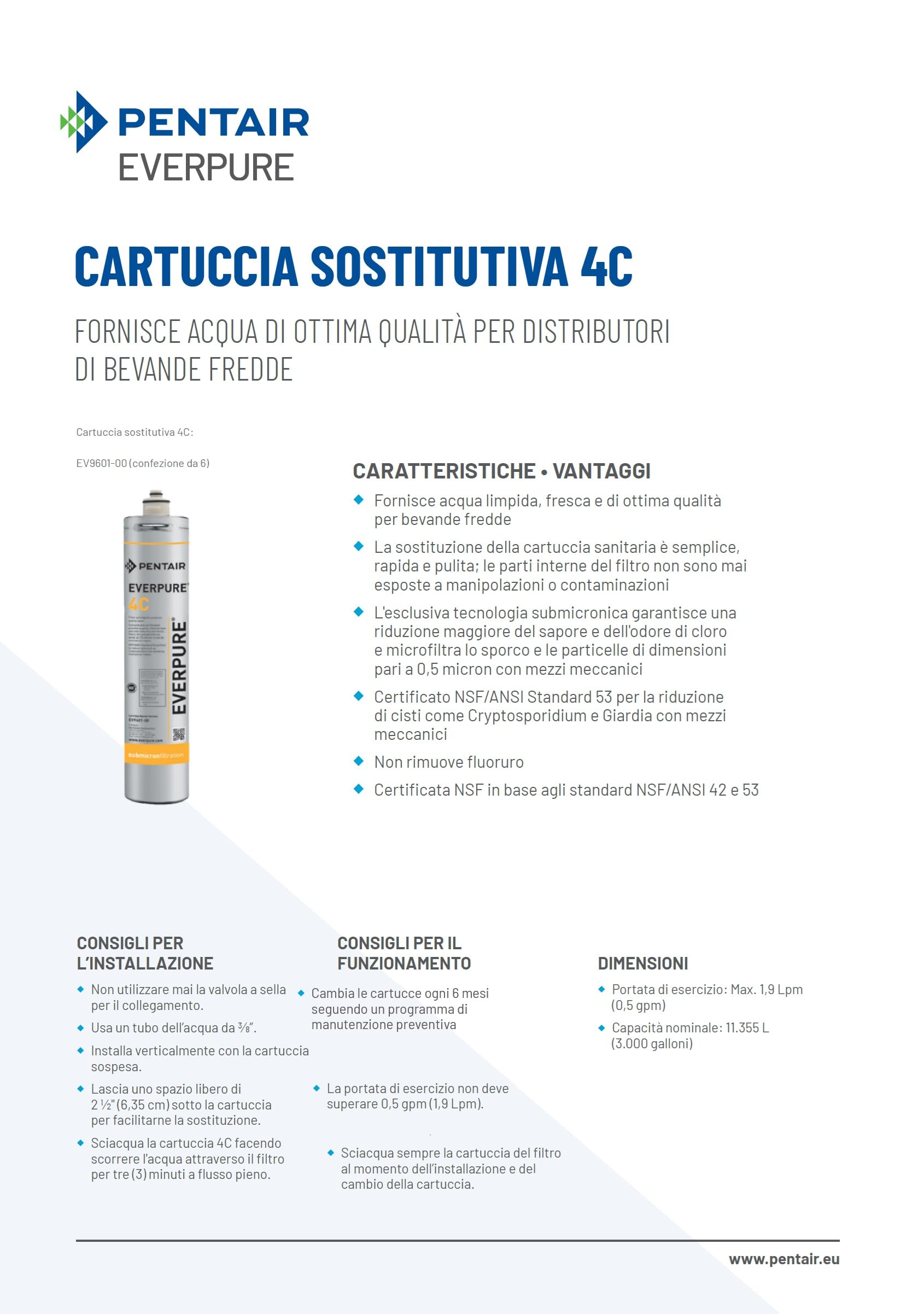 Everpure 4C cart water filter SGL packaging for replacement part
