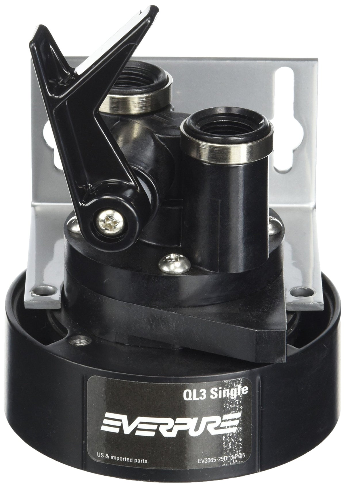 Everpure EV9259-14 QL3 filter head with built-in shut-off valve for easy maintenance.