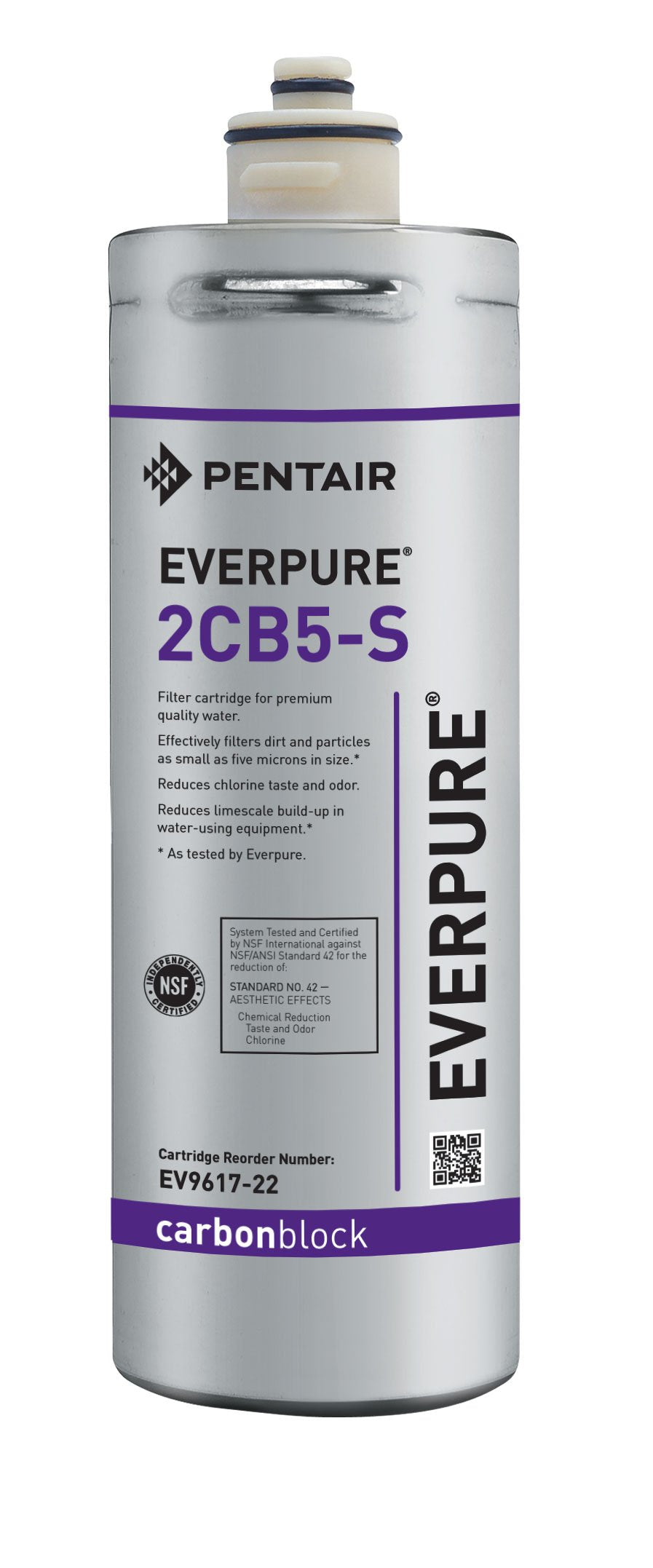 Everpure EV961722 2CB5-S filter cartridge reduces chlorine taste and limescale in beverages