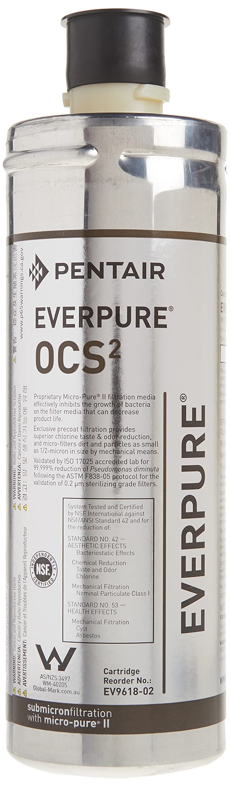 Everpure EV9618-02 OCS2 cartridge front view showing compact design for quick replacement