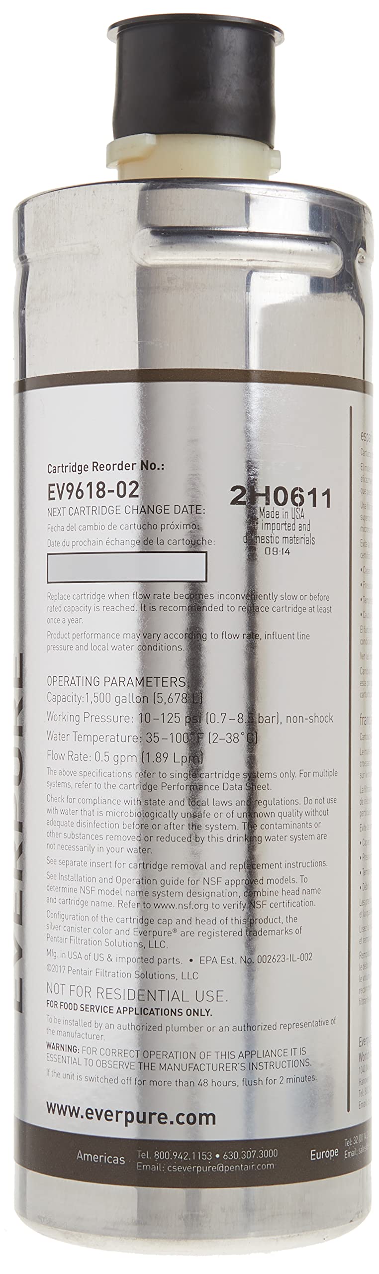 Everpure EV9618-02 OCS2 cartridge packaging box with replacement guidance