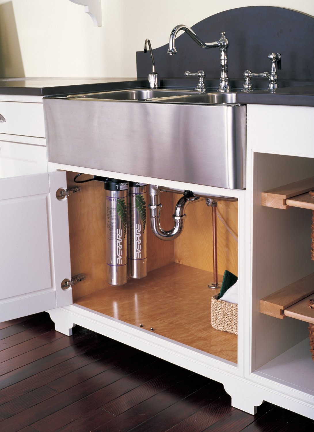 Everpure H-1200 under-sink installation showing slim design for luxury water at home