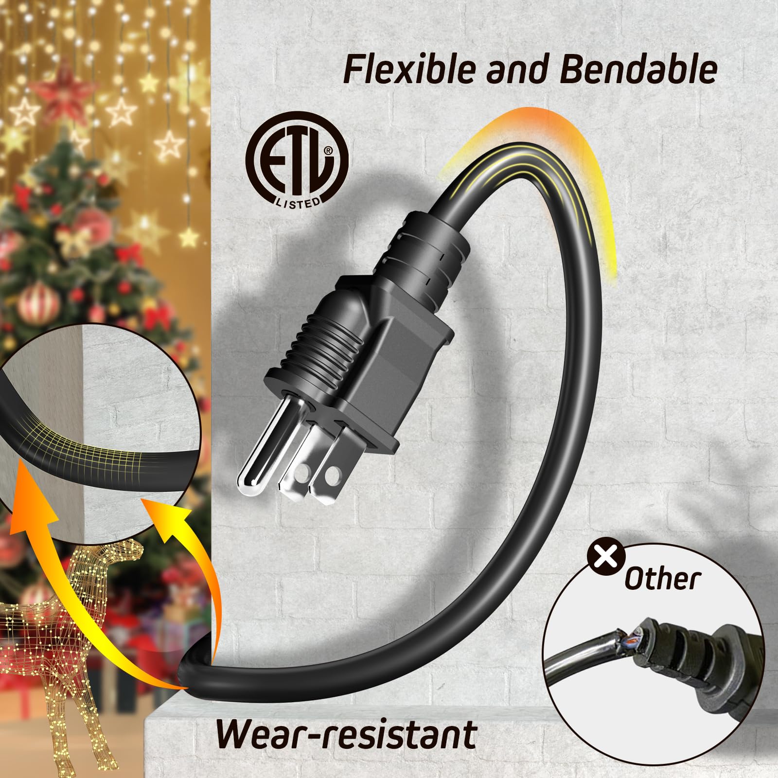 Eversimpleinc ETL-certified outdoor extension cord for safety and reliability