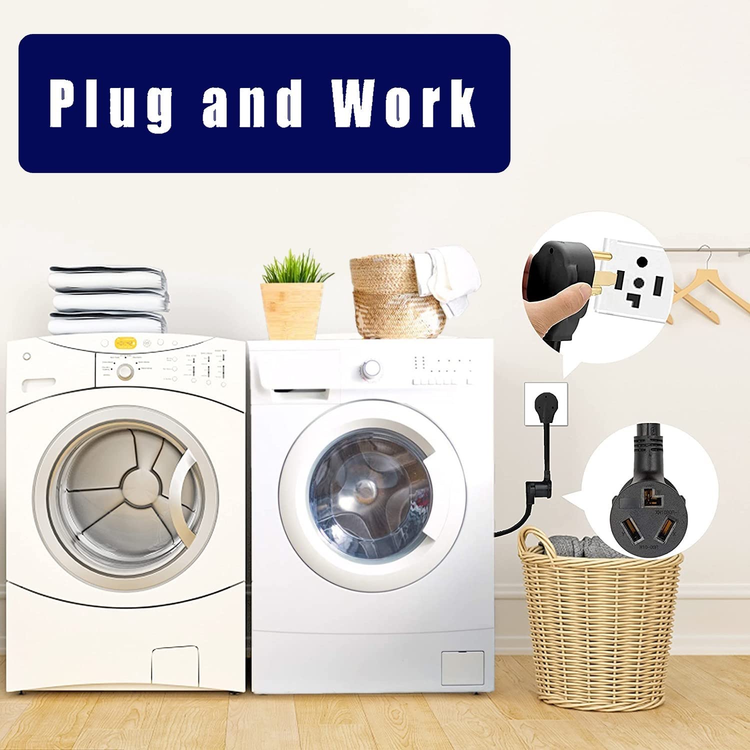 Eversimpleinc-in-use-dryer-adapter demonstrates quick setup without changing the cord.