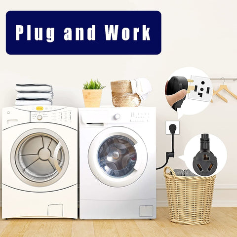Eversimpleinc-in-use-dryer-adapter demonstrates quick setup without changing the cord.