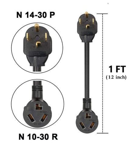 Eversimpleinc-nema14-30p-to-10-30r-adapter ensures safe compatibility with 30A outlets.