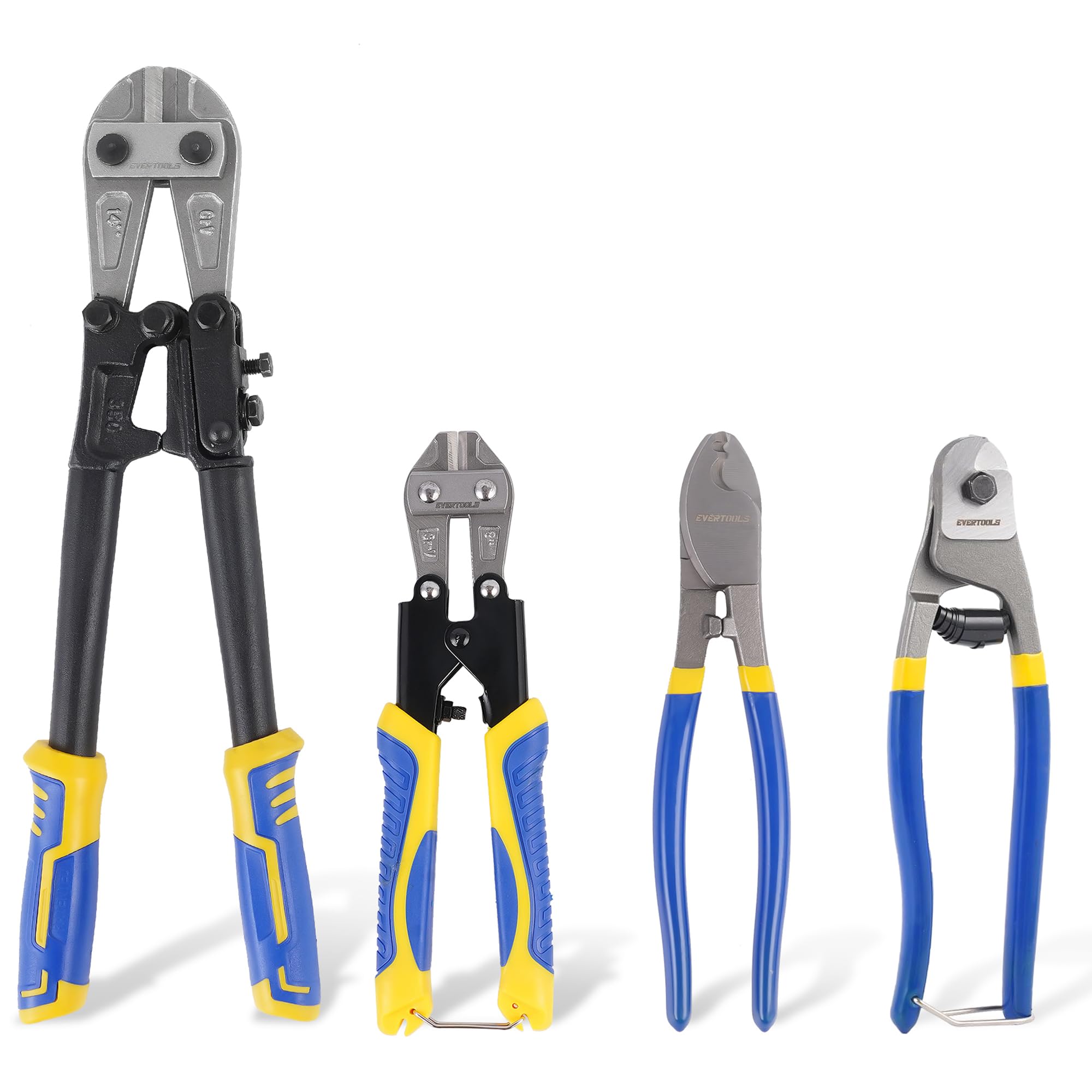 Evertools 14-inch heavy-duty bolt cutter in action for thick metal