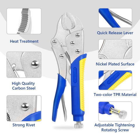 Evertools locking pliers with 6-1/2-inch needle nose for tight spaces.