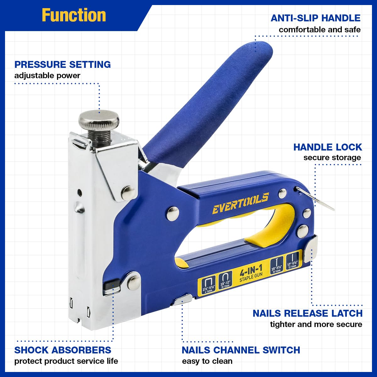 Evertools staple gun in use on upholstery to secure fabric cleanly