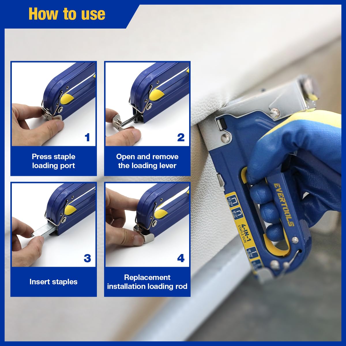 Evertools staple remover tool included for quick fastening relief