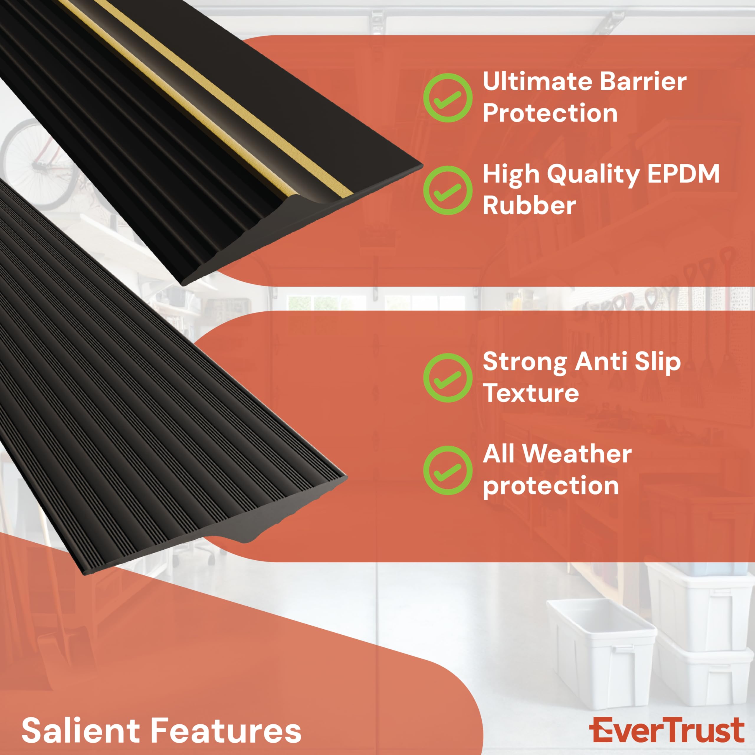 EverTrust garage threshold seal strip close-up EPDM detail for rugged resilience