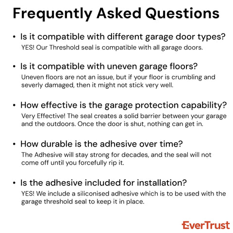 EverTrust weatherproof seal strip adapts to uneven garage floors and gaps