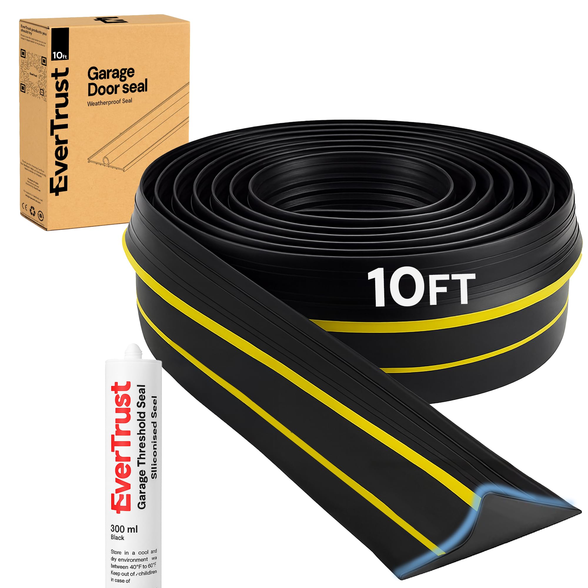 EverTrust garage threshold seal strip front view with durable EPDM weatherproofing