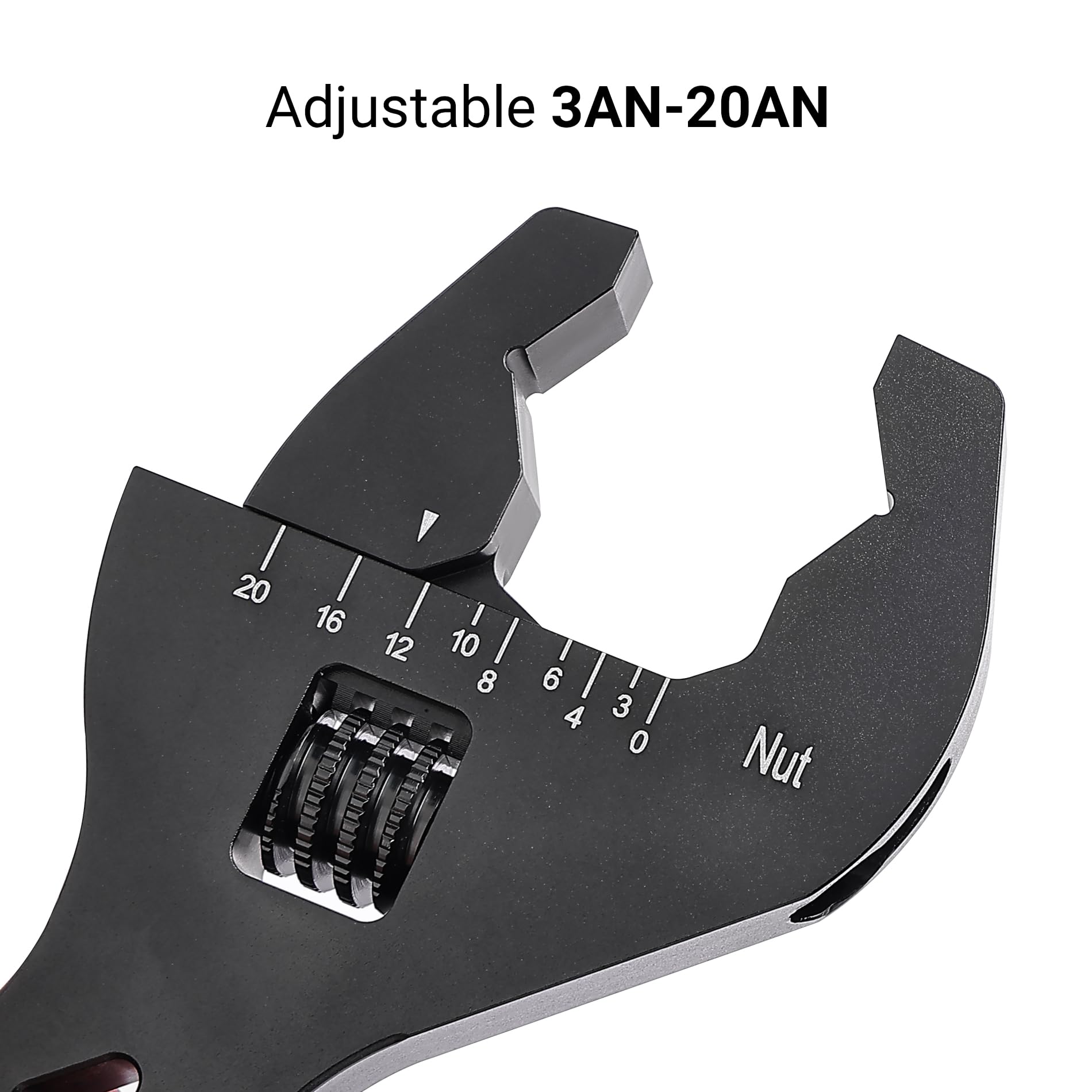 EVIL ENERGY AN wrench with black anodized aluminum body for durability.
