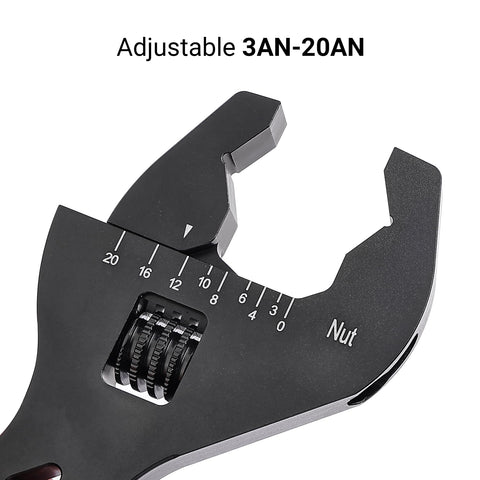EVIL ENERGY AN wrench with black anodized aluminum body for durability.