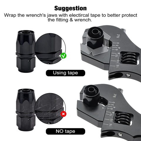 Protective wrap around jaws guards fittings and reduces marring risk