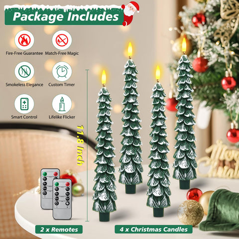 Evjeal christmas-tree-candle-snowy-finish-3d-flame provides cozy, lifelike glow.