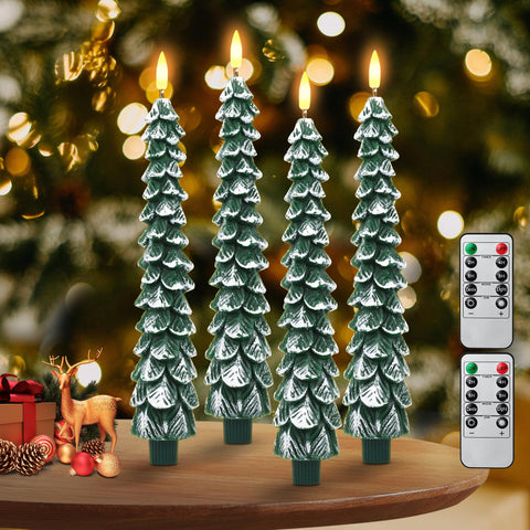 Evjeal flameless christmas-tree-candle-4pack-remote offers safe, long-lasting ambiance.