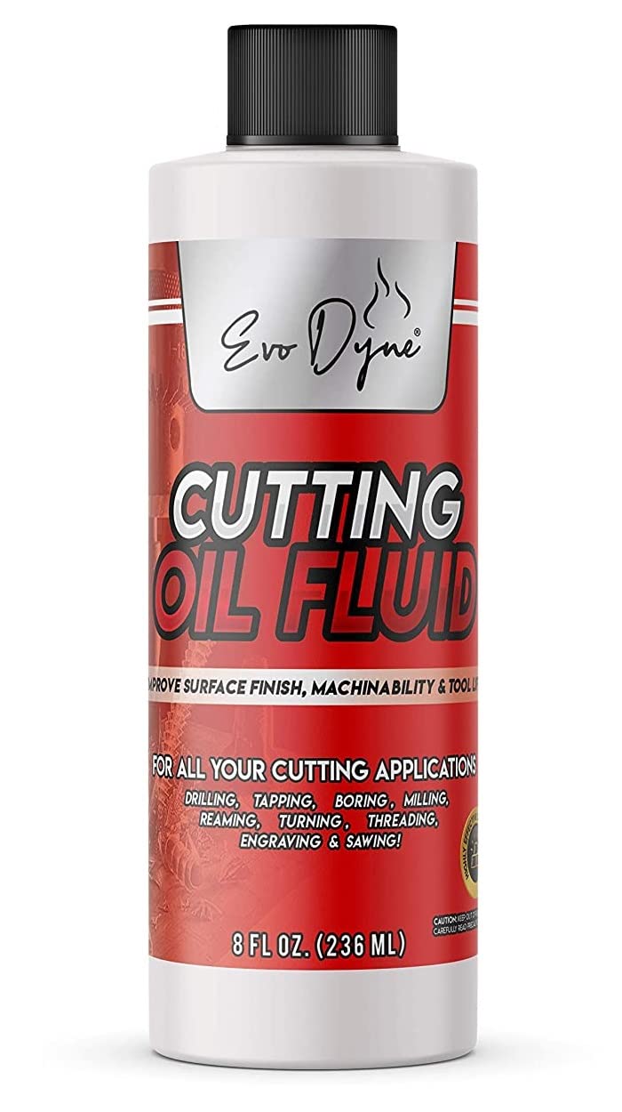 Evo Dyne Cutting Fluid label close-up highlighting USA-made quality and reliability