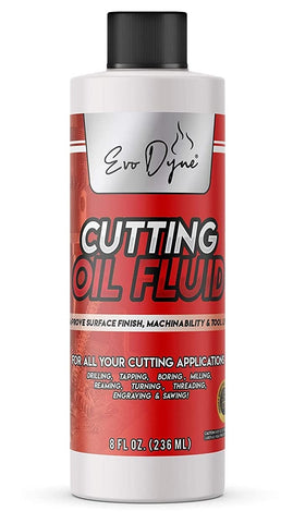 Evo Dyne Cutting Fluid label close-up highlighting USA-made quality and reliability