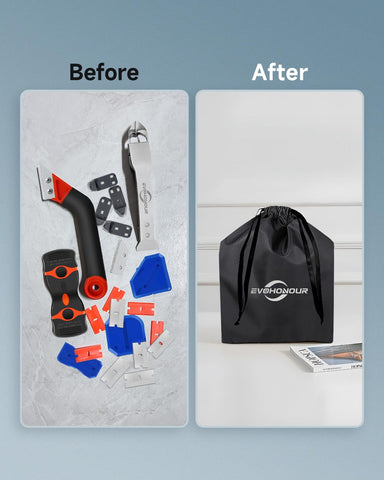 EVOHONOUR silicone caulking tool set for bathroom and kitchen projects.