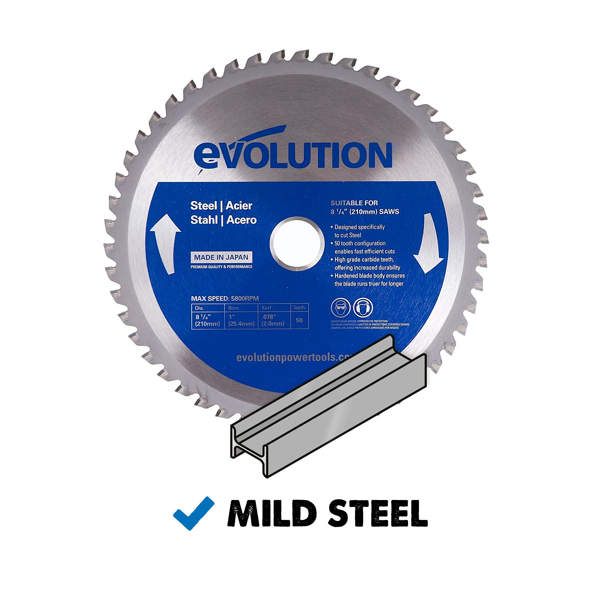 EVOLUTION blade with tungsten carbide teeth offering long blade life