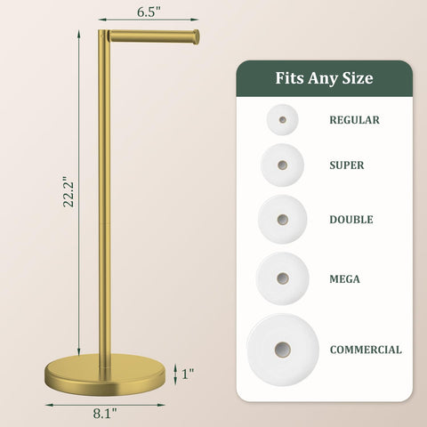 Evolvegoods brushed gold 6.5-inch bar fits standard and jumbo rolls.