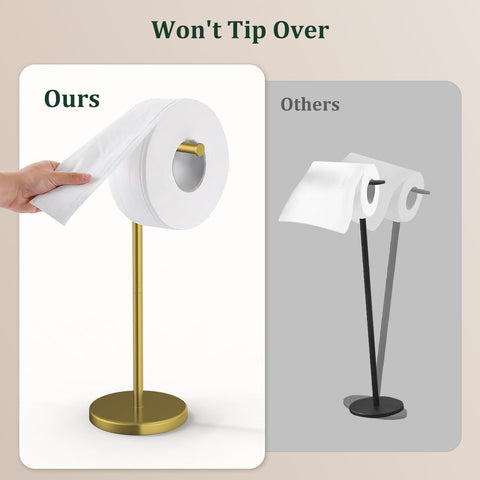 Evolvegoods brushed gold weighted base provides stable support during roll changes.