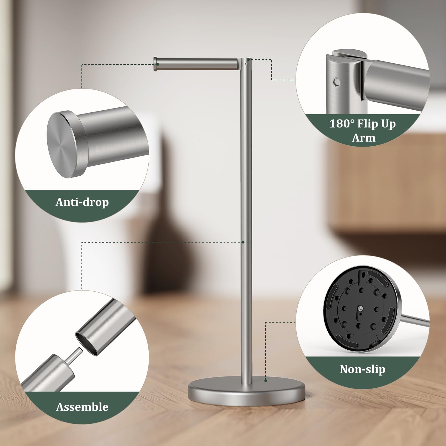 Evolvegoods brushed nickel finish complements modern bathroom decor.